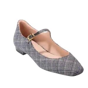 Cole Haan - Bridge Mary Jane Ballet Flats Gray Plaid Sz 8